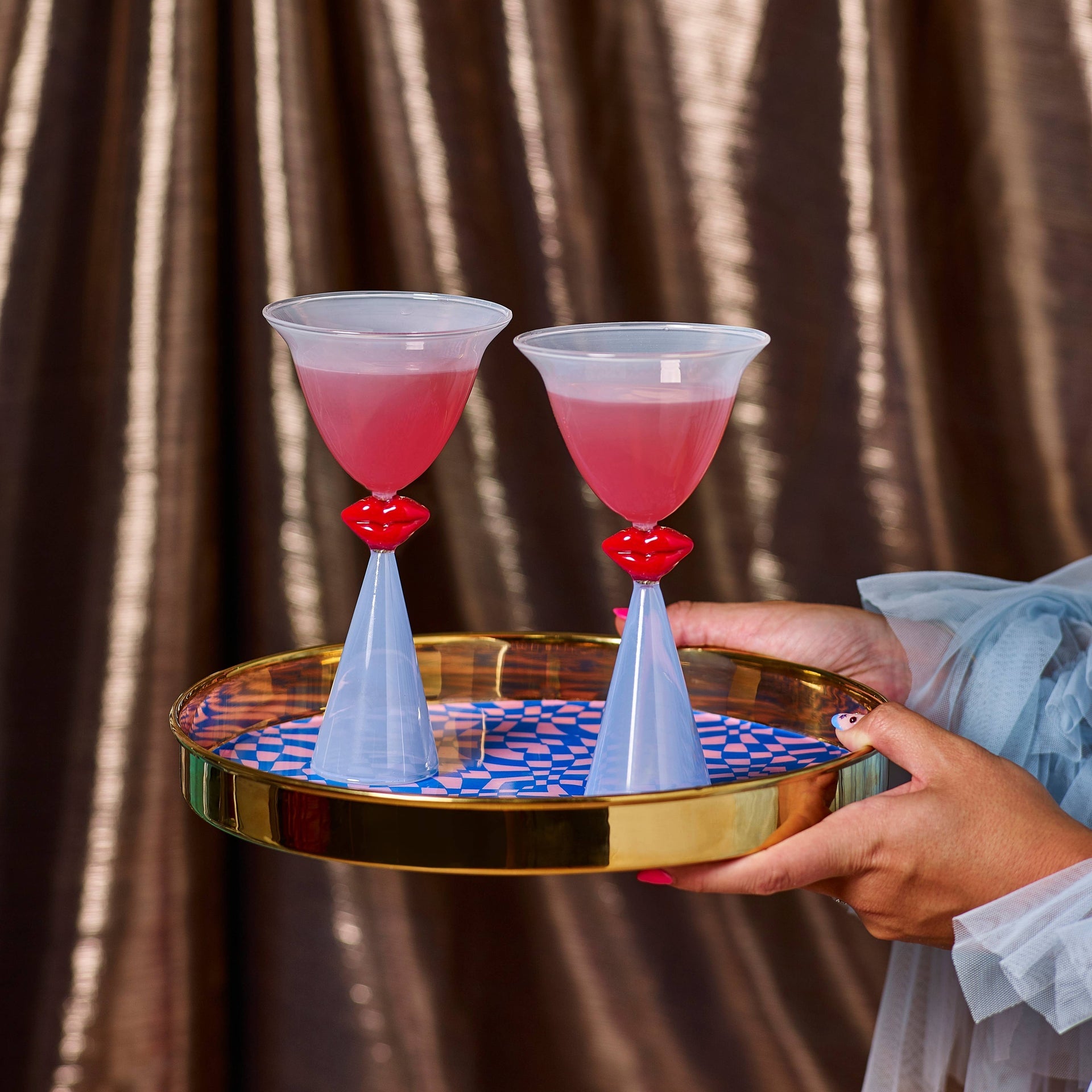 Lippenstiftfarbene Cocktailgläser – 2er-Set