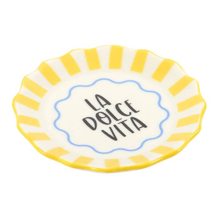 "La Dolce Vita" Striped Yellow Trinket Dish