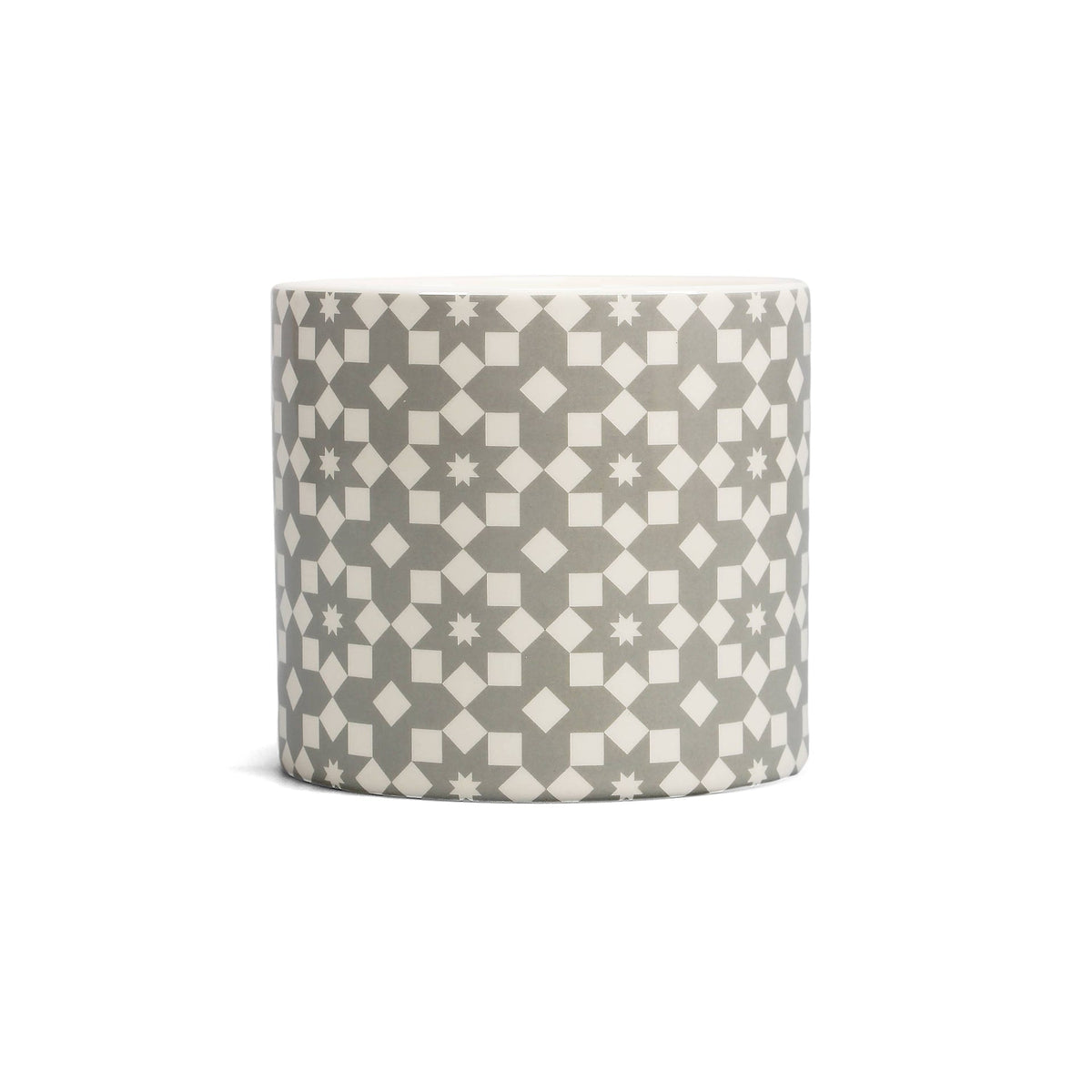 Pot de fleurs Carreaux - fleurs grises
