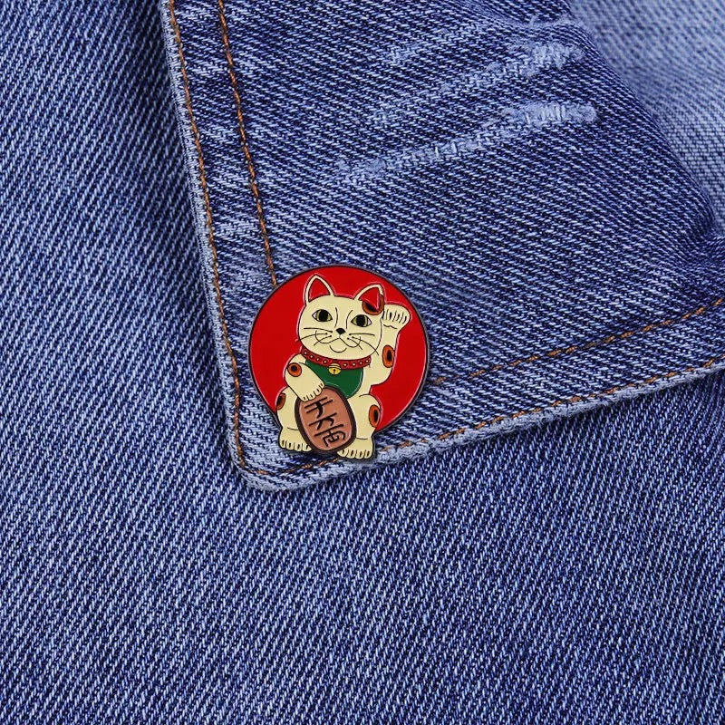 Rising Sun Lucky Cat Pin