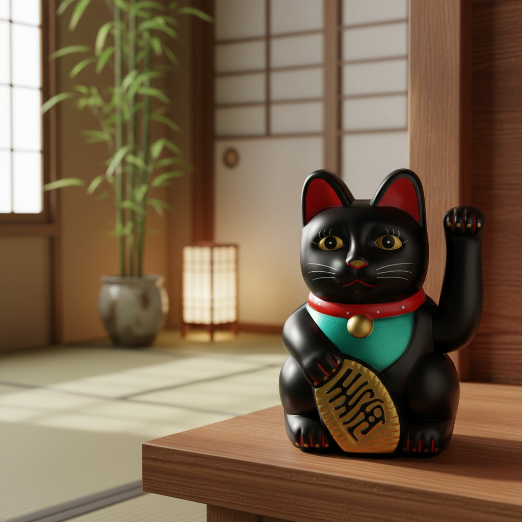 Chat Chanceux Noir Classique