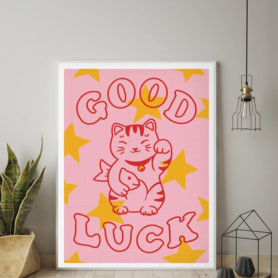 Artprint Chat Chanceux Good Luck - le Chat Chanceux