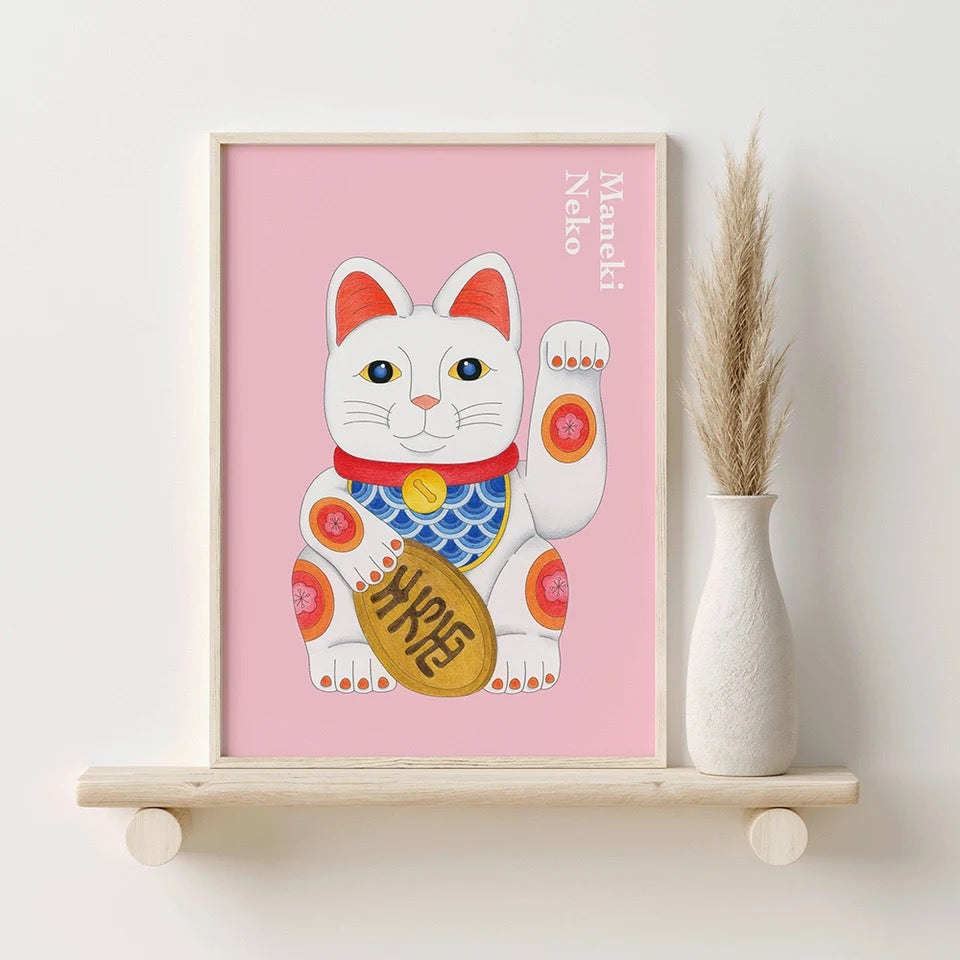 Designcadeau – artprint chat chanceux blanc lcc 
