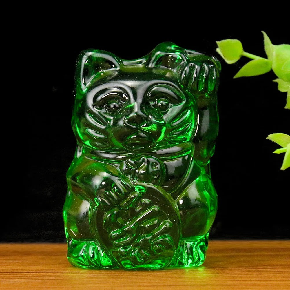 Oggetto regalo di design – Statuette Chat Chanceux Vert - le Chat Chanceux