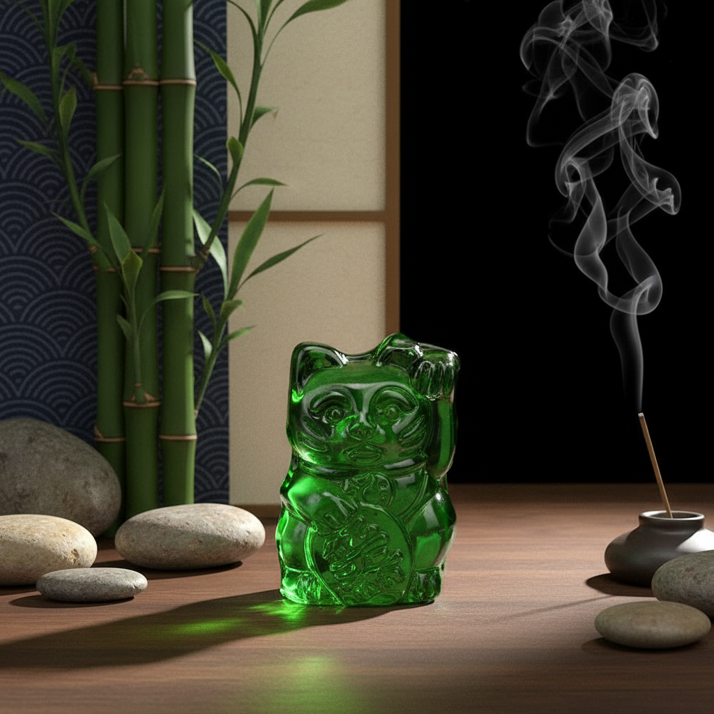 Statuette Chat Chanceux Vert | Oggetti di design e regali originali