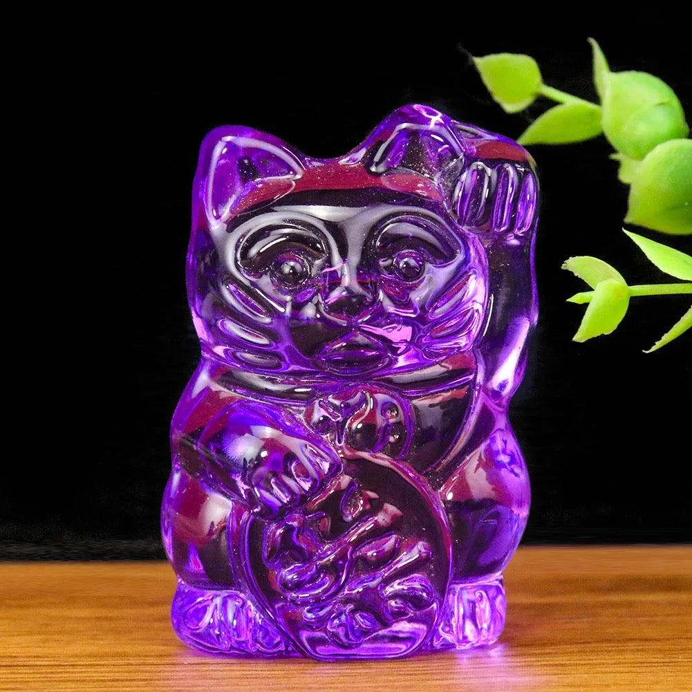 Statuette Chat Chanceux Violet - le Chat Chanceux