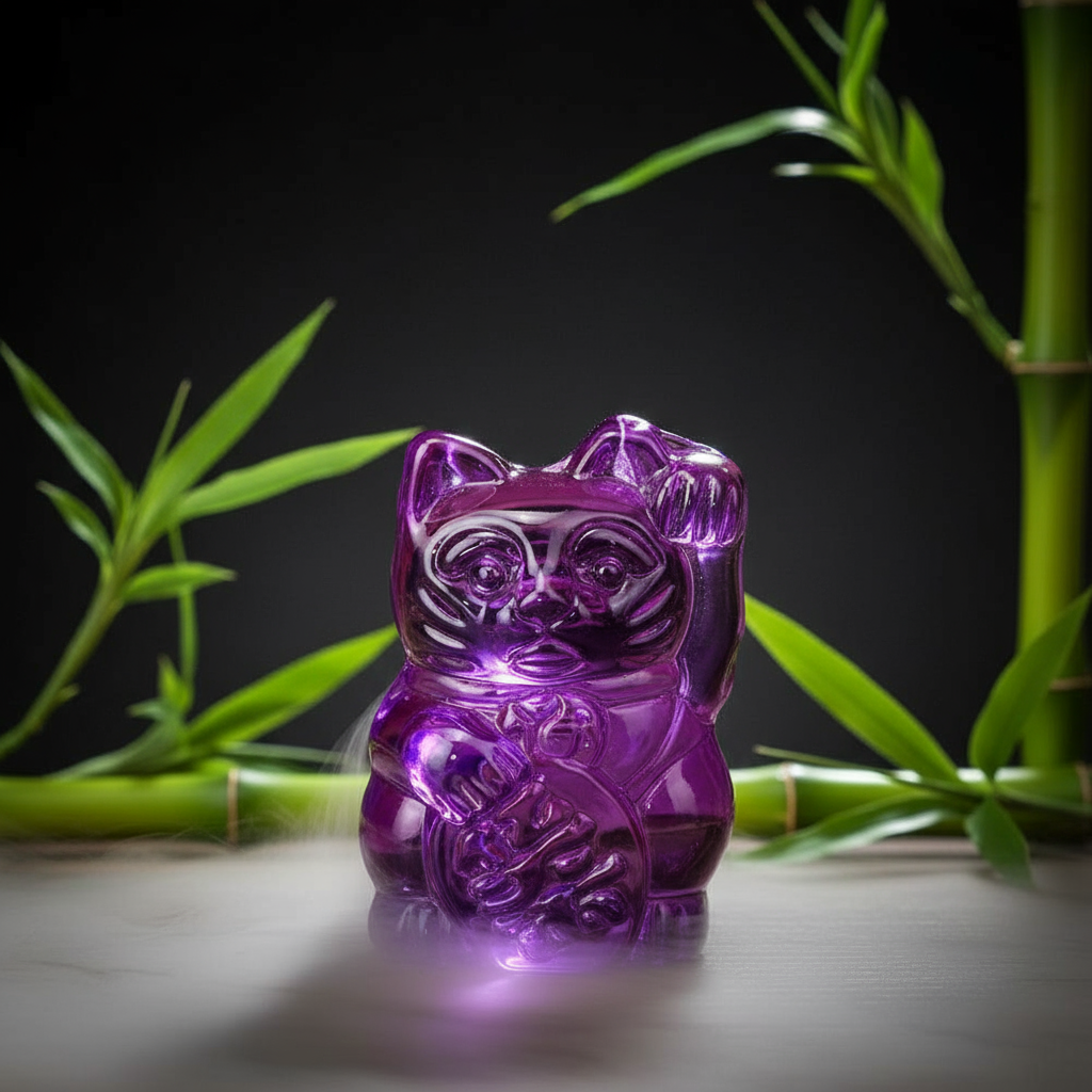 Statuette Chat Chanceux Violet | Oggetti di design e regali originali