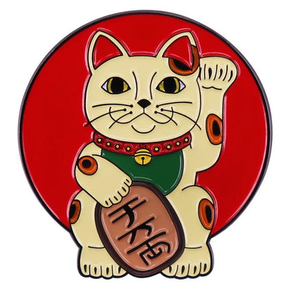 Rising Sun Lucky Cat Pin