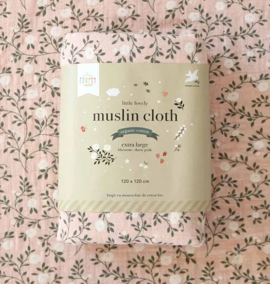 Lange XL en coton bio - Fleurs Rose – vue 7 – A Little Lovely Company