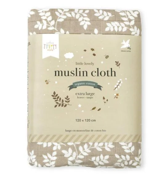Lange XL en coton bio - Feuilles Taupe – vue 5 – A Little Lovely Company