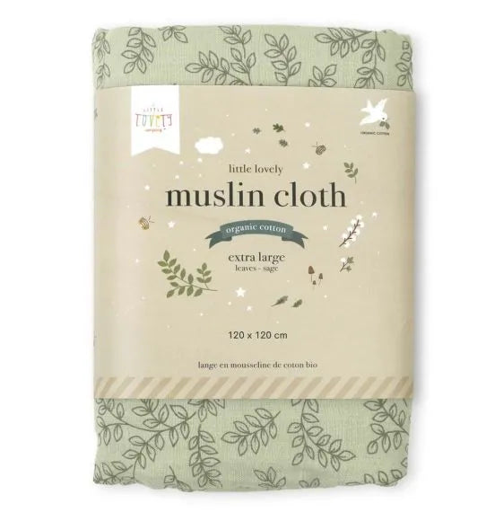 Lange XL en coton bio - Feuilles Sauge – vue 5 – A Little Lovely Company