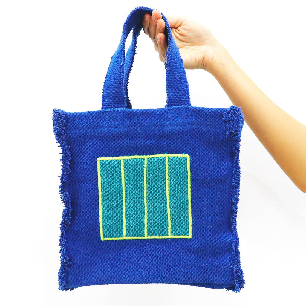 Sac à main textile bleu Cell – Oli&Carol x Peter Halley – vue produit 2