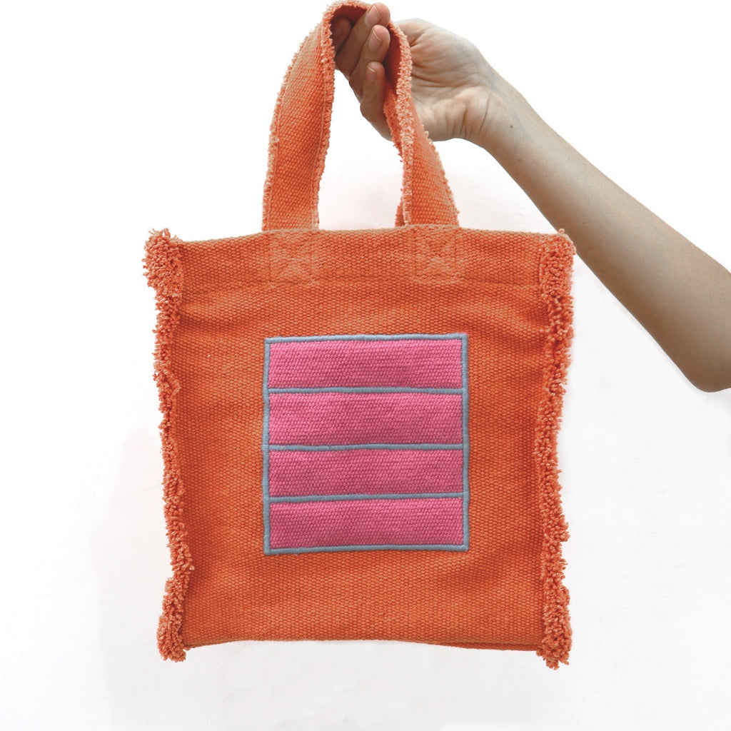 Sac à main textile orange Cell – Oli&Carol x Peter Halley – vue produit 3