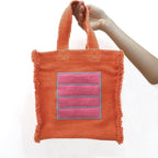 Sac à main textile orange Cell – Oli&Carol x Peter Halley – vue produit 3