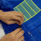 Sac à main textile bleu Cell – Oli&Carol x Peter Halley – vue produit 4