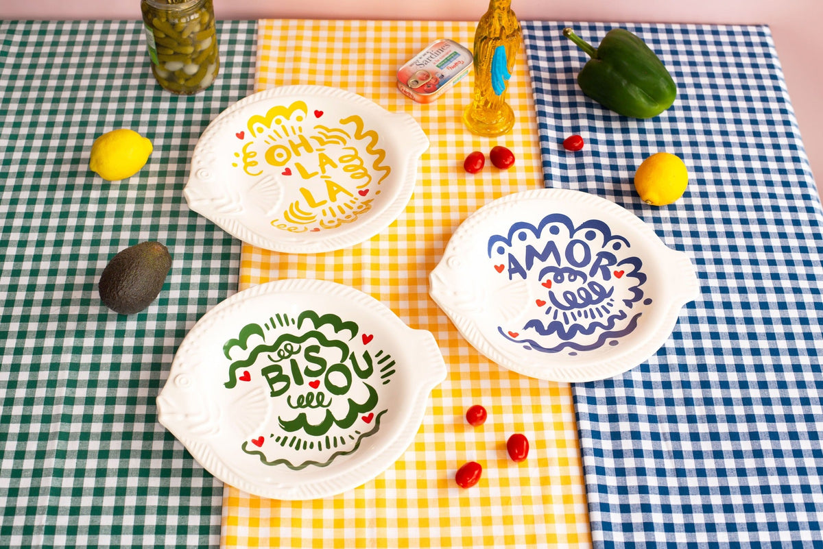 Plats poisson en faïence Pied de Poule – ambiance de collection