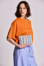 Pochette Lou Rayures Orange et Bleu