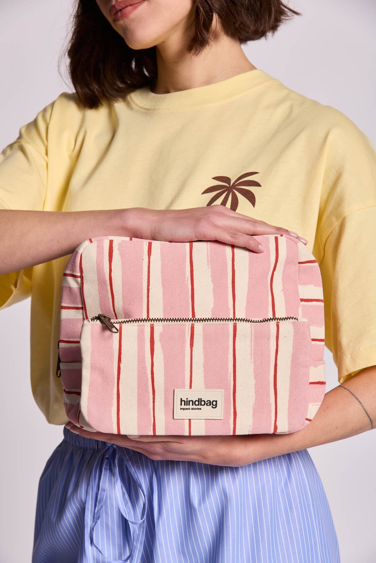 Trousse de toilette XL Alix Rayures Rose et Rouge
