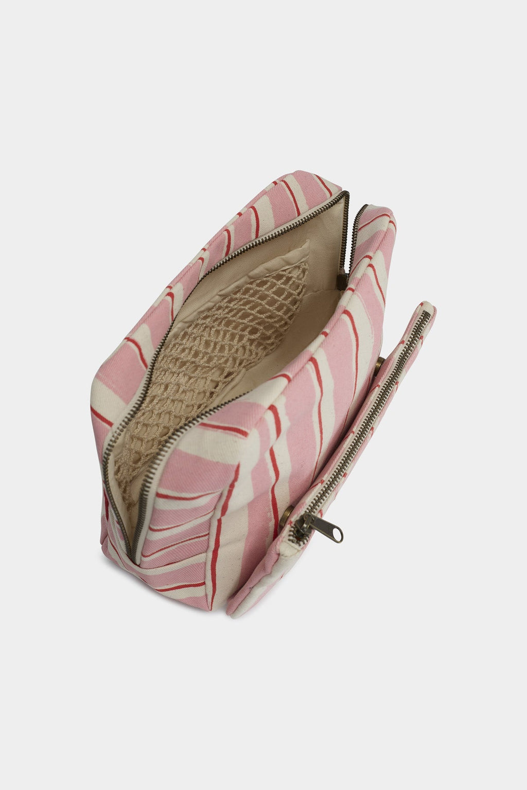 Trousse de toilette XL Alix Rayures Rose et Rouge