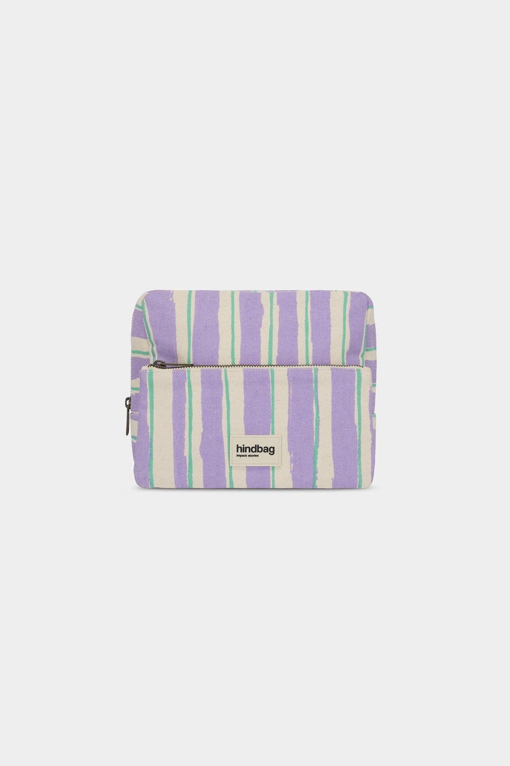 Trousse de toilette XL Alix Rayures Vert et Parme