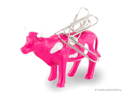 Aimant à trombones Vache Rose Meta[l]morphose | Boutique d'objets cadeaux designs CoolDesign.fr