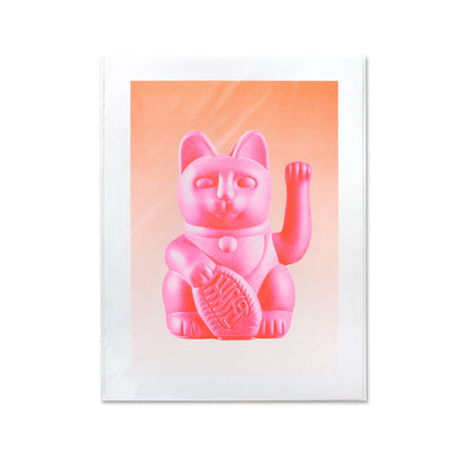 Artprint Chat Chanceux Rose