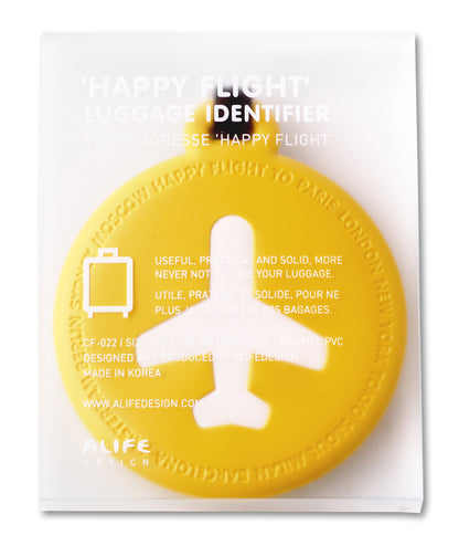 Etiquette de bagage ronde Happy Flight