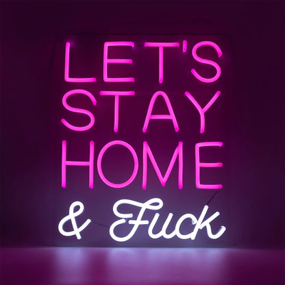 Néon Mural Let's Stay Home and F*ck - Rose