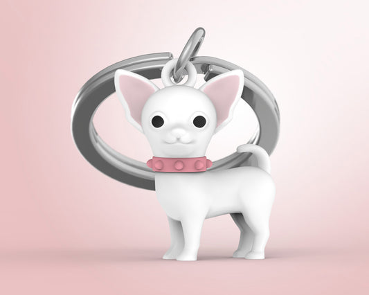 Porte clés Chihuahua Blanc Meta[l]morphose | Boutique d'objets cadeaux designs CoolDesign.fr