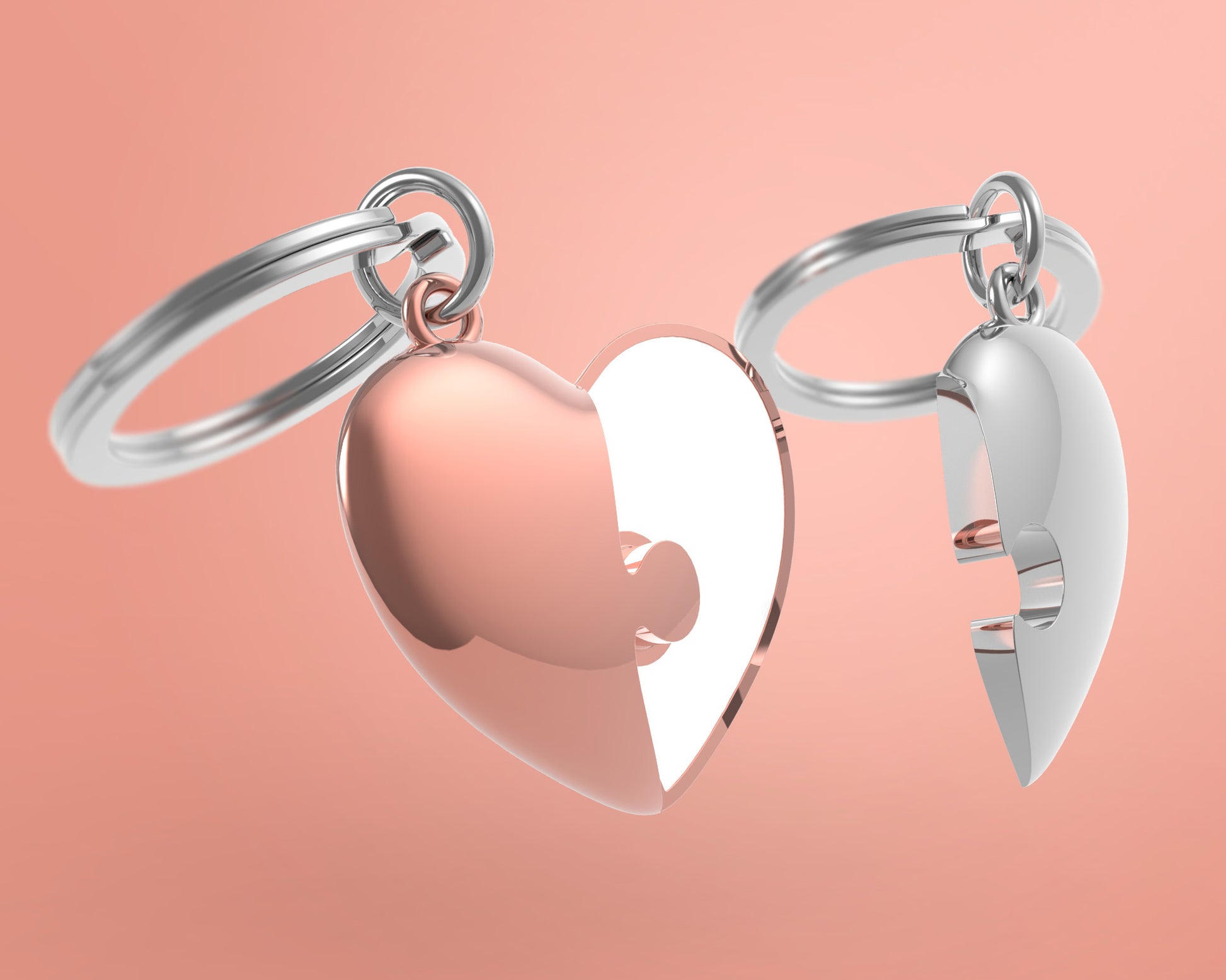 Porte clés Cœur Couple Meta[l]morphose | Boutique d'objets cadeaux designs CoolDesign.fr