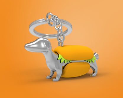 Porte clés Chien Hot Dog Meta[l]morphose | Boutique d'objets cadeaux designs CoolDesign.fr