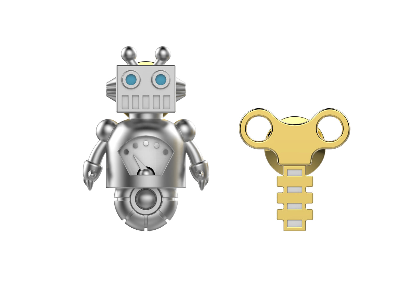 Pins Robot et Clés Meta[l]morphose | Boutique d'objets cadeaux designs CoolDesign.fr