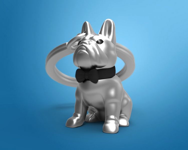 Porte clés Bulldog Argenté Meta[l]morphose | Boutique d'objets cadeaux designs CoolDesign.fr
