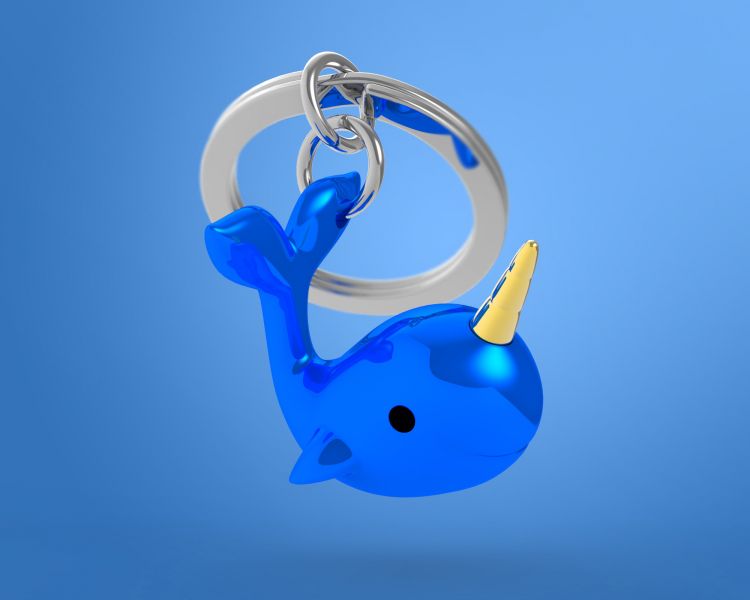Porte clés Narval Bleu Meta[l]morphose | Boutique d'objets cadeaux designs CoolDesign.fr