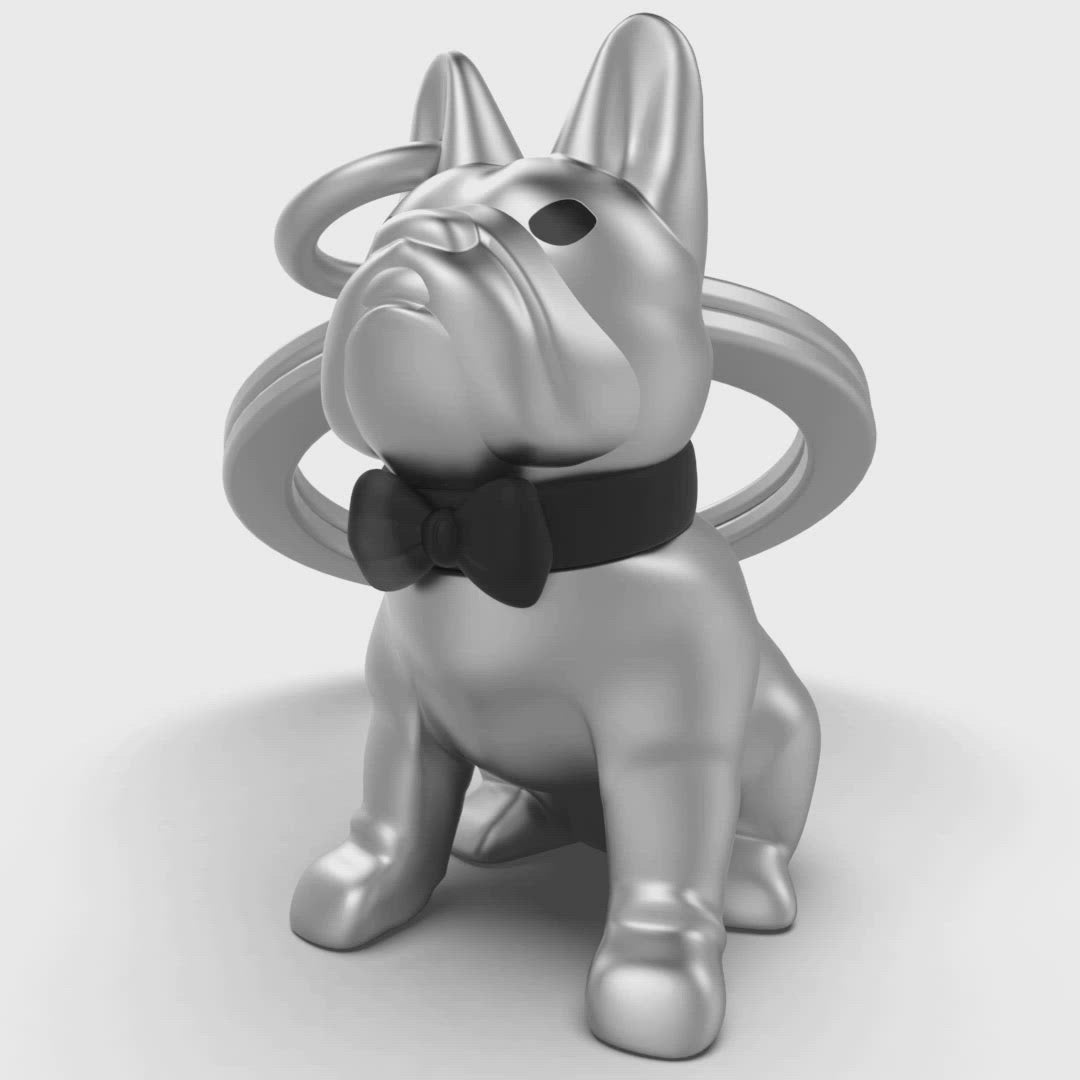 Silberner Bulldoggen-Schlüsselanhänger